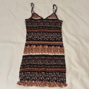 Feathers Black and Coral Floral Mini Dress